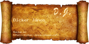 Dicker János névjegykártya